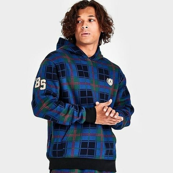 Nike Other - Nike Air Jordan Essential Plaid Blue Holiday Hoodie Men's DV1578-333 Size XL